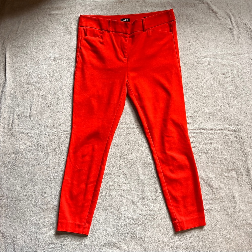 LOFT Bright Red Ankle Jeans